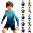 thumbnail image 1 of TGPMGRZ Boys Rash Guard Long Sleeve Swim Shirt Fashion Gradient UV Protection Sun Shirts Army Green 7-8 Years, 1 of 5
