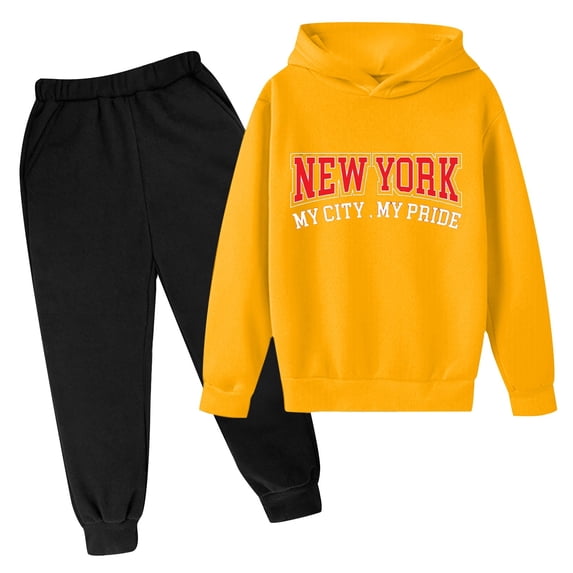 TGPMGRZ Boys Sweat Suit Set 2 Piece Pullover Hoodie and Athletic Jogger Pants Athletic Sweatsuits Sets #A04 Yellow, 3-4 Years