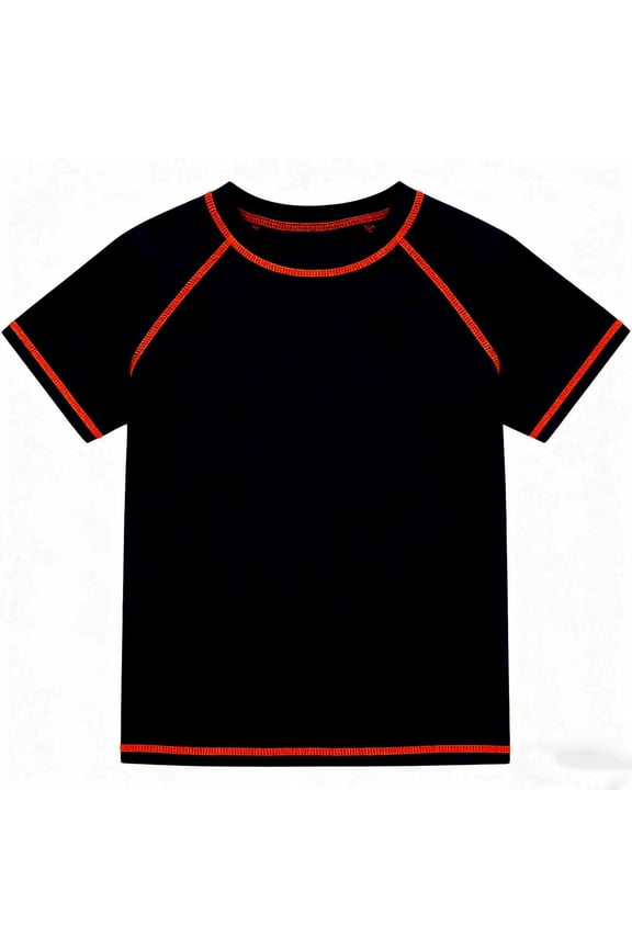 Boys Swim Shirt Rash Guard UV Protection Swimwear Tops Swimming Pool Black 7-8 Years