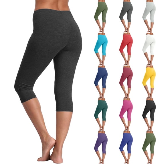 TGPMGRZ Capri Leggings for Women Stretch Fit Workout Yoga Pants Summer Activewear 3/4 Cropped Compression Pants GY2 Size XXL