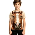 thumbnail image 1 of TGPMGRZ Cartoon T Shirt for Kids Back to School Short Sleeve Funny 3D Animal Tops Halloween Party #A03 Khaki 13-14 Years, 1 of 6