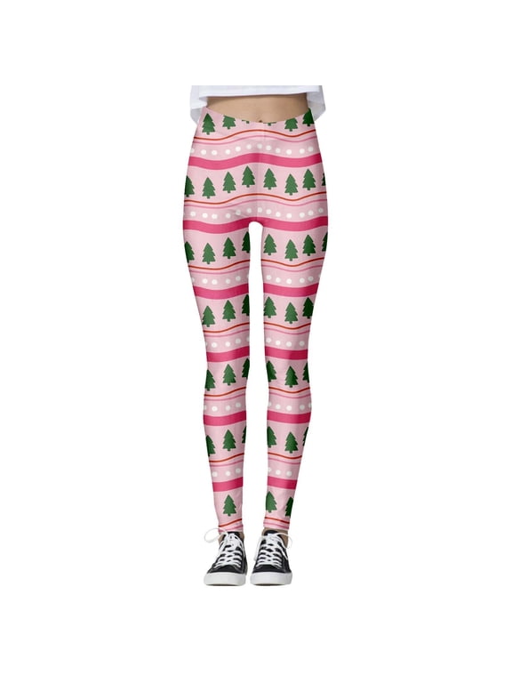 Christmas Tights for Women Tummy Control with Pockets Winter Loungewear, S-XXL