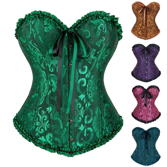 TGPMGRZ Corset Tops for Women - Lace Bustier Corset Top, Halloween Overbust Corset Push Up Bodyshaper H01 Green Size S