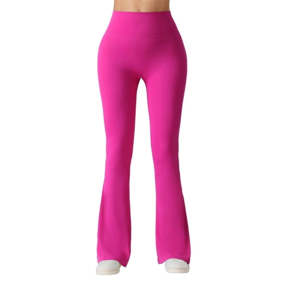 TGPMGRZ Flare Leggings for Women High Waist Yoga Pants with Pockets Tummy Control Workout Gym Bootcut Leggings Hot Pink, Size S