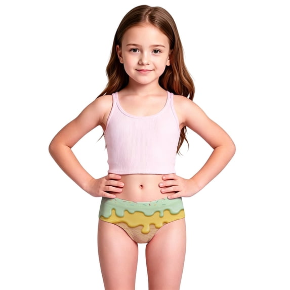 TGPMGRZ Girls Bikini Bottoms Sun Protection Quick Drying Stretchy Swimsuit Ice Cream Summer Pool Beach Bathing Suit (Green & 3-4 Years)