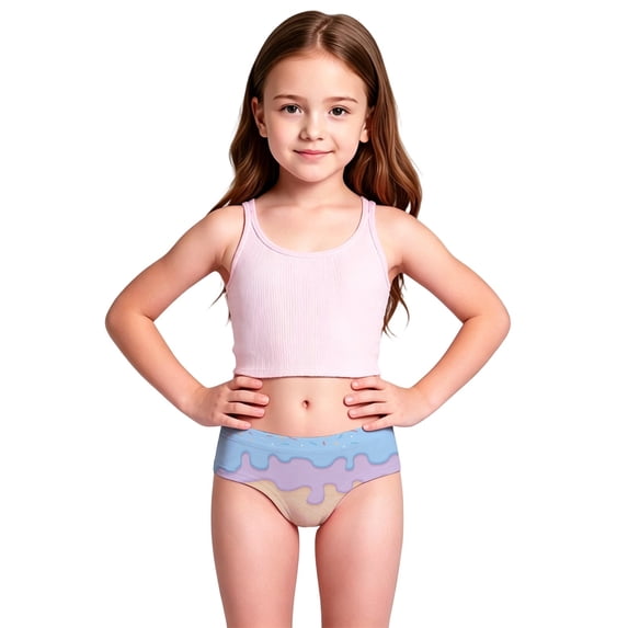 TGPMGRZ Girls Bikini Bottoms Sun Protection Quick Drying Stretchy Swimsuit Ice Cream Summer Pool Beach Bathing Suit (Light Purple & 5-6 Years)