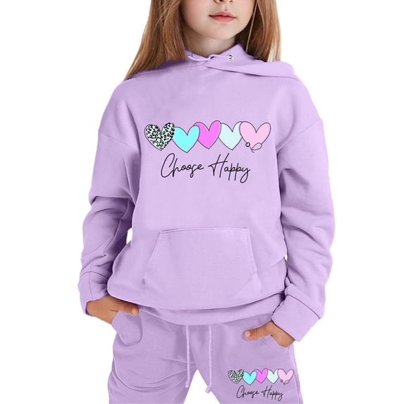 TGPMGRZ Girls Boys 2 Pcs Tracksuit Hooded Sweatshirt and Jogger Sweatpants Toddler Kids Matching Sets #A01 Purple, 10-12 Years
