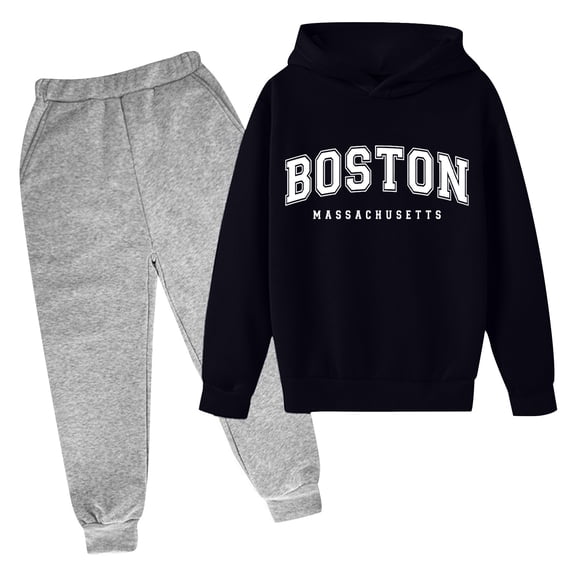 TGPMGRZ Girls Sweatsuit Fashion 2 Piece Birthday Pullover Hoodie and Sweatpants Fall Winter Back to School Clothes #A01 Light Gray, 4-5 Years