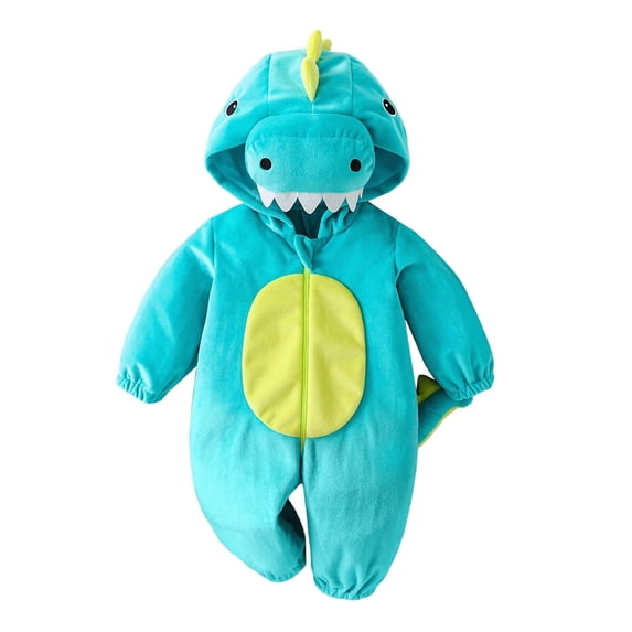 TGPMGRZ Halloween Dinosaur Baby Clothes Zip up Hooded Soft Cozy Winter Warm Bodysuit