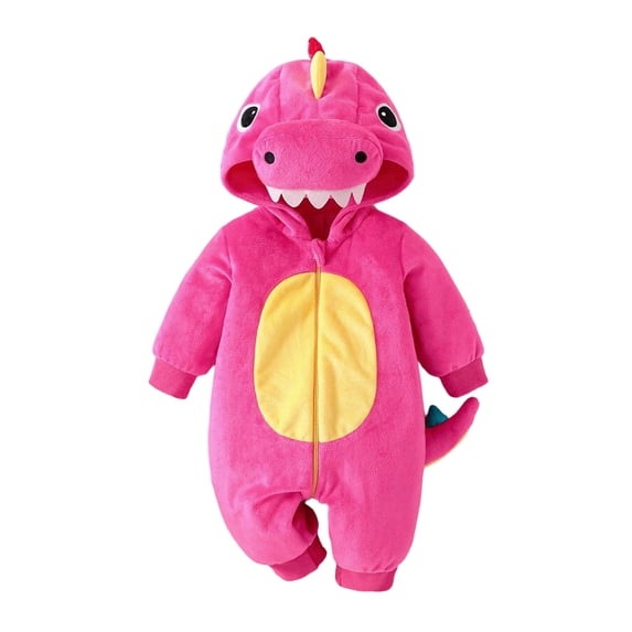 TGPMGRZ Halloween Dinosaur Baby Clothes Zip up Hooded Soft Cozy Winter Warm Bodysuit