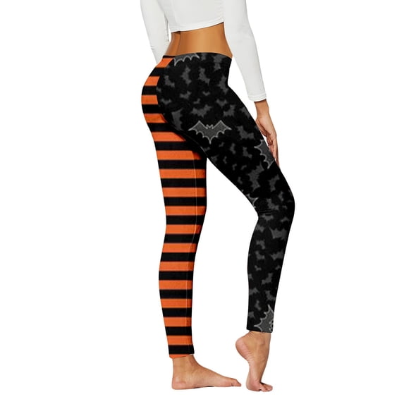 TGPMGRZ Halloween Leggings for Women High Waisted Athletic Workout Legging Soft Stretch Printed Gym Yoga Pants #02 Black, Size M