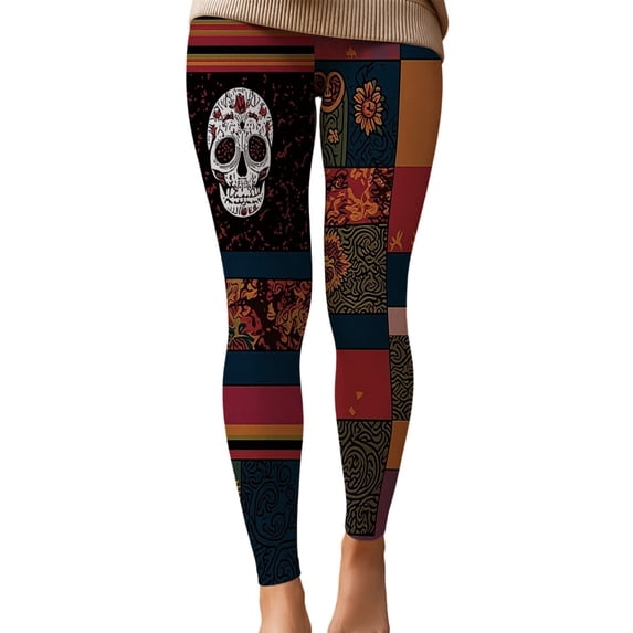 TGPMGRZ Halloween Printed Leggings for Women High Elastic Waisted, Daily and Workout, XS-XXXL