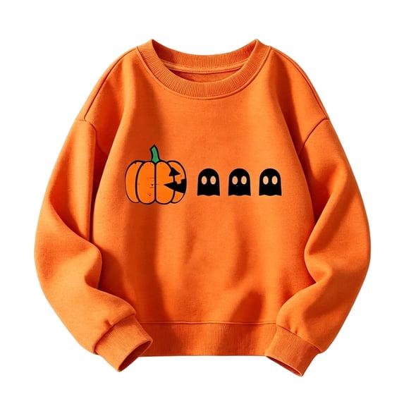 TGPMGRZ Halloween Sweatshirt Girls Pumpkin Graphic Printed Crewneck Pullover, 11-12 Years