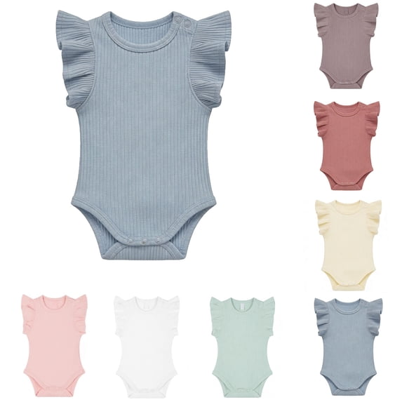 TGPMGRZ Baby Girl Ruffle Sleeve Bodysuit Toddler One Piece Romper Casual Jumpsuit Brown 6-9 Months