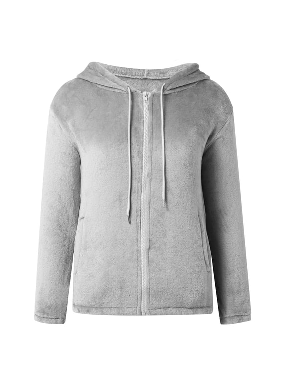 Jacket Women's Chic Hooded Zip Up Long Sleeve Mid Length Textured Stylish Office Fall Winter