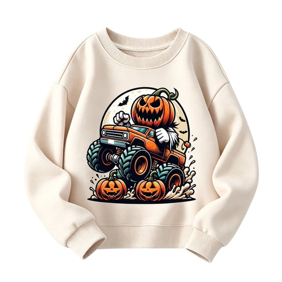 TGPMGRZ Kids Halloween Sweatshirts Cute Print Loose Fit Pullover Cozy Ensemble, 4-5 Years