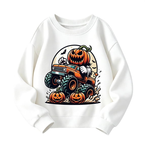 TGPMGRZ Kids Halloween Sweatshirts Cute Print Loose Fit Pullover Cozy Ensemble, 5-6 Years