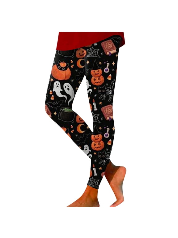 Ladies Halloween Leggings with Pockets Soft Stretchy for Gym Workout Size S-XXL