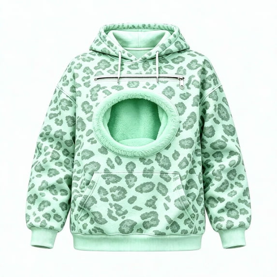 TGPMGRZ Leopard Print Hoodies, Oversized Hooded Sweatshirt with Pocket Front Carry Pouch for Cats Dogs