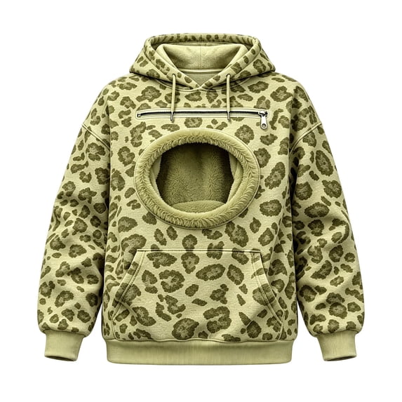 TGPMGRZ Leopard Print Hoodies, Oversized Hooded Sweatshirt with Pocket Front Carry Pouch for Cats Dogs