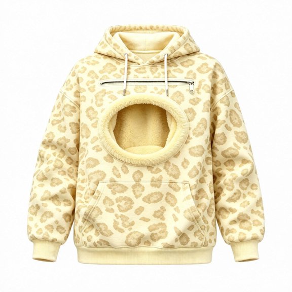 TGPMGRZ Leopard Print Hoodies, Oversized Hooded Sweatshirt with Pocket Front Carry Pouch for Cats Dogs