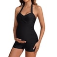 thumbnail image 1 of TGPMGRZ Maternity One-Piece Swimsuits with Shorts Boyleg Pregnancy Bathing Suits Boyshort Black, Size S, 1 of 5
