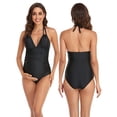 thumbnail image 1 of TGPMGRZ Maternity Swimsuits One Piece V-Neck Pregnancy Swimwear Halter Maternity Bikini Black, Size S, 1 of 9
