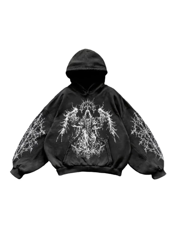 Men's Y2K Grunge Hoodie Baggy Streetwear Vintage 90s Long Sleeve Pullover