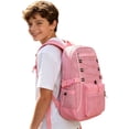 thumbnail image 1 of TGPMGRZ Mesh Backpack for School, Heavy Duty Back to School See Through Net Bookbag, Semi-Transparent Net Back Pack (Pink), 1 of 4