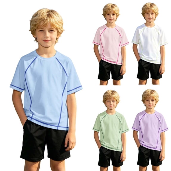 TGPMGRZ Neon Shirts for Girls UV Protection Kids Athletic T-Shirts Summer Beach Light Blue 15-16 Years