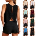 thumbnail image 1 of TGPMGRZ Open Back Workout Tops for Women Athletic Backless Tank Tops Sleeveless Running T Shirts Yoga Going Out Gym Clothes Red Size M, 1 of 8