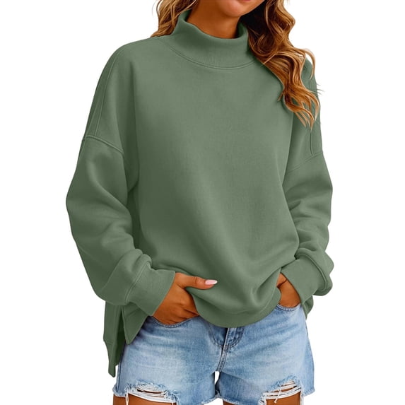 TGPMGRZ Oversized Sweatshirts for Women Neck Solid Long Sleeve for Fall Winter Cozy Days