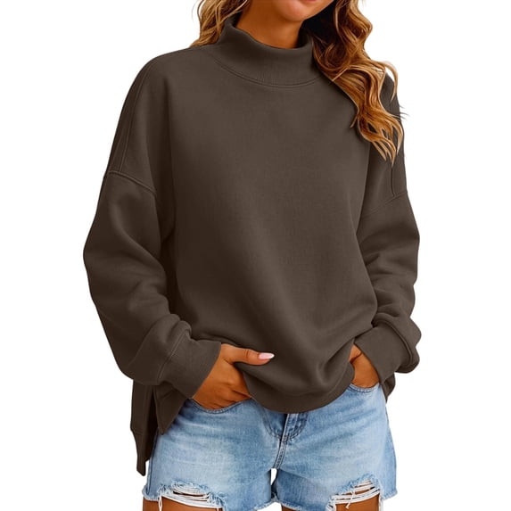 TGPMGRZ Oversized Sweatshirts for Women Neck Solid Long Sleeve for Fall Winter Cozy Days
