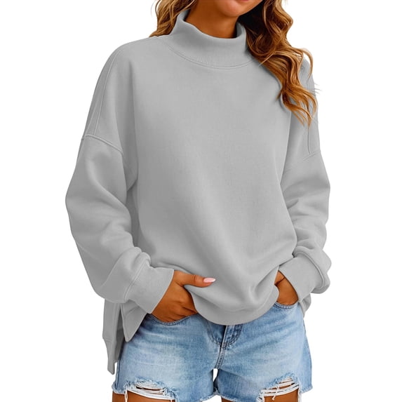 TGPMGRZ Oversized Sweatshirts for Women Neck Solid Long Sleeve for Fall Winter Cozy Days