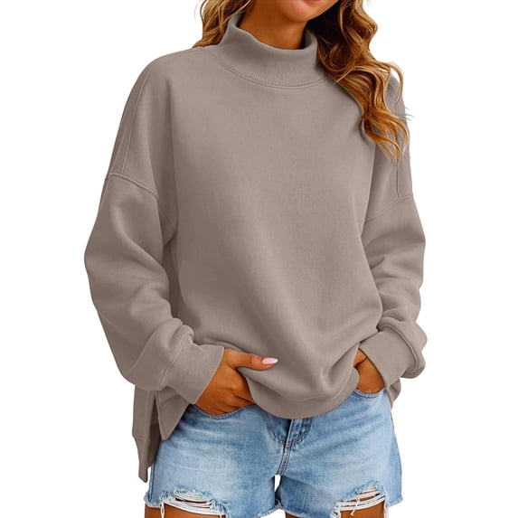 TGPMGRZ Oversized Sweatshirts for Women Neck Solid Long Sleeve for Fall Winter Cozy Days