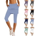 thumbnail image 1 of TGPMGRZ Skirted Leggings for Women Stretchy Breathable Workout Cropped Yoga Pants and Skirts with Pockets White Size S, 1 of 8