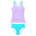 thumbnail image 1 of TGPMGRZ Girls Tankini Swimsuit Ruched 2 Piece Bathing Suit Drawstring Girls' Swimwear for 7-16 Years (Z01 Purple, 13-14 Years), 1 of 5
