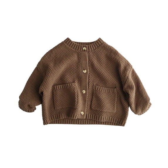 TGPMGRZ Toddler Baby Knit Cardigan Sweater, Soft Cozy Crewneck Long Sleeve Tops