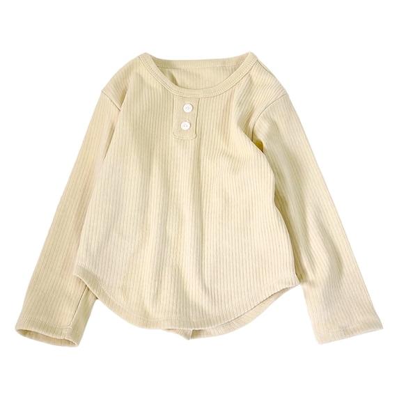 TGPMGRZ Toddler Kids Long Sleeve Shirts Fashion Cute Fall Winter Basic Tee Tops for Girls #A01 Yellow 6-12 Months