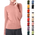 thumbnail image 1 of TGPMGRZ Turtleneck Tops for Women Lightweight Long Sleeve Stretch Soft Ribbed Knit Sweater Casual Basic Slim Fitted Pullover, Green M, 1 of 4