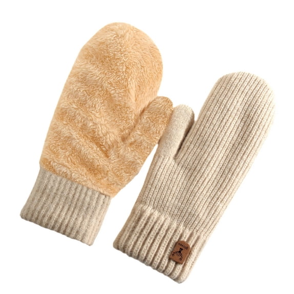 TGPMGRZ Winter Thermal Knitted Mittens Double Layer Thickened Extreme Cold Weather For Outdoor Daily Casual Leisure Activities