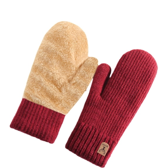 TGPMGRZ Winter Thermal Knitted Mittens Double Layer Thickened Extreme Cold Weather For Outdoor Daily Casual Leisure Activities