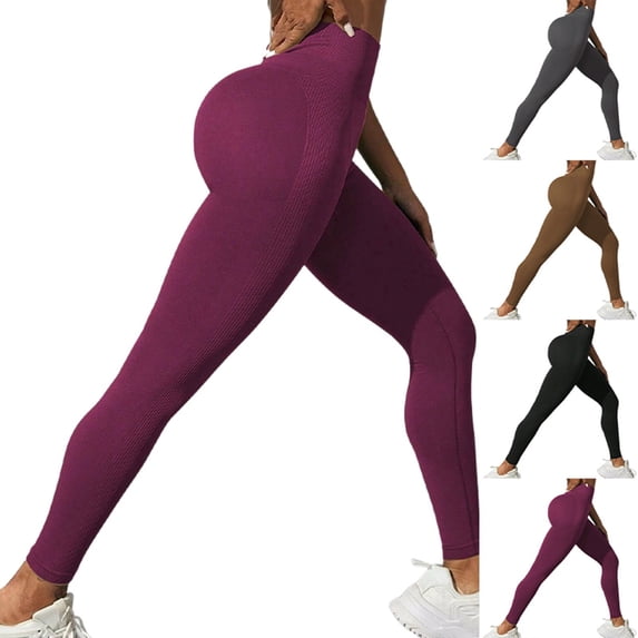 TGPMGRZ Women High Waist Yoga Pants Lifting Tummy Control Workout Leggings Seamless Fitness Pant for Sculpting Running Workouts Brown Size M