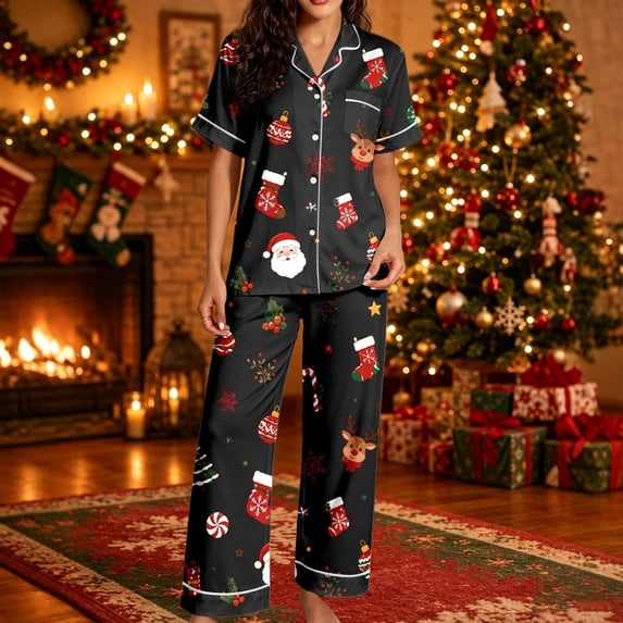 TGPMGRZ Women's Christmas Pajamas Set Long Sleeve Comfort Fit Matching Set