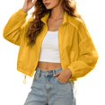 thumbnail image 1 of TGPMGRZ Women's Cropped Windbreaker Jacket Lightweight Zip Up Stand Collar Drawstring Hem, 1 of 4