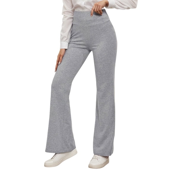 TGPMGRZ Women's High Waist Flared Leggings Bootcut Yoga Pants Tummy Control Workout Pant Slim Fit Lounge Pants for Gym Running Light Gray, Size XS