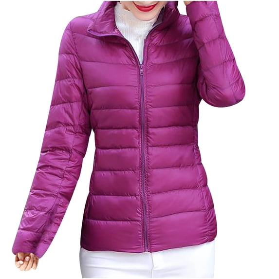 TGPMGRZ Women's Jacket Puffer Zip Up Lightweight Parka Versatile Layering Fall with Side Pockets