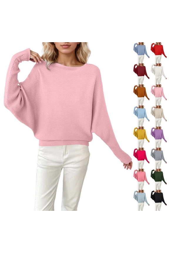 Women's Lightweight Oversized Boat Neck Sweaters Tops Batwing Sleeve Ribbed Knitted Pullovers, White XXL