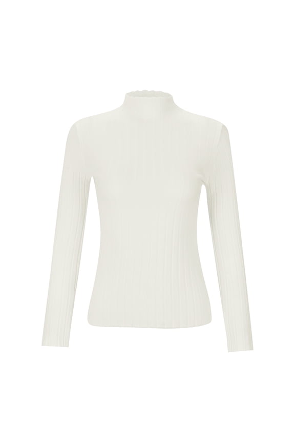 Women's Sweaters Ruffle Turtleneck Long Sleeve Shirts Ribbed Knit Lightweight Pullover Thermal Tops, #01 Beige One Size