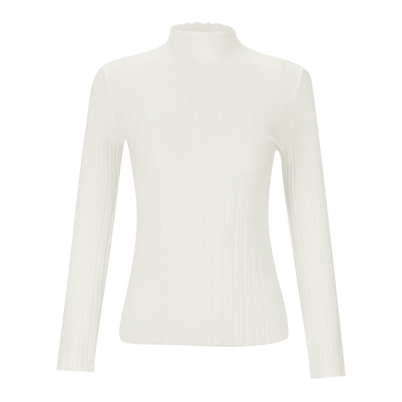 TGPMGRZ Women's Sweaters Ruffle Turtleneck Long Sleeve Shirts Ribbed Knit Lightweight Pullover Thermal Tops, #01 Beige One Size